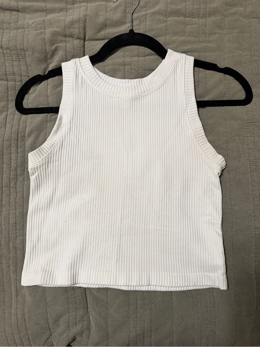 Aura White Ribbed Tank Top - Sleeveless Crew